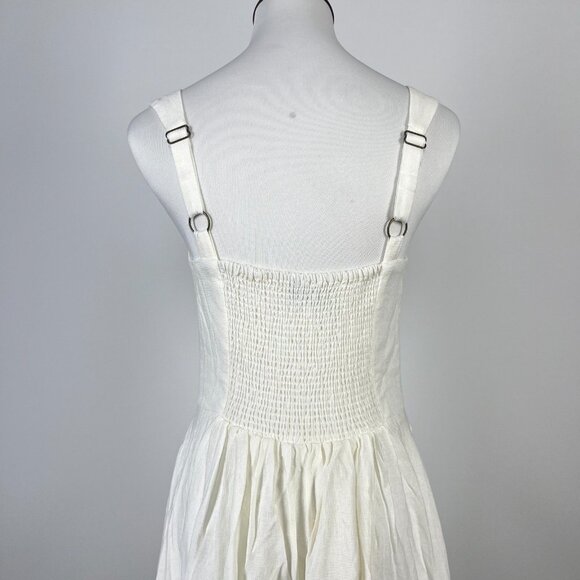 NWOT Farm Rio Stretch Linen Blend Cami Maxi Dress Size XS Classic Off White - Picture 8 of 11